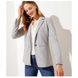 NWT LOFT Grey Herringbone Knit Modern Blazer